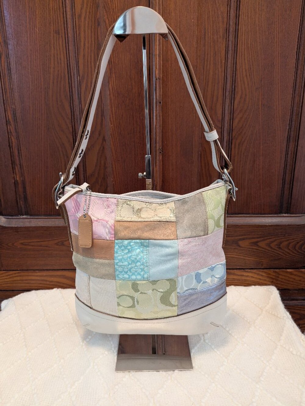Coach Patchwork Leather Shoulder/Crossbody Bag in Pastel Multicolor